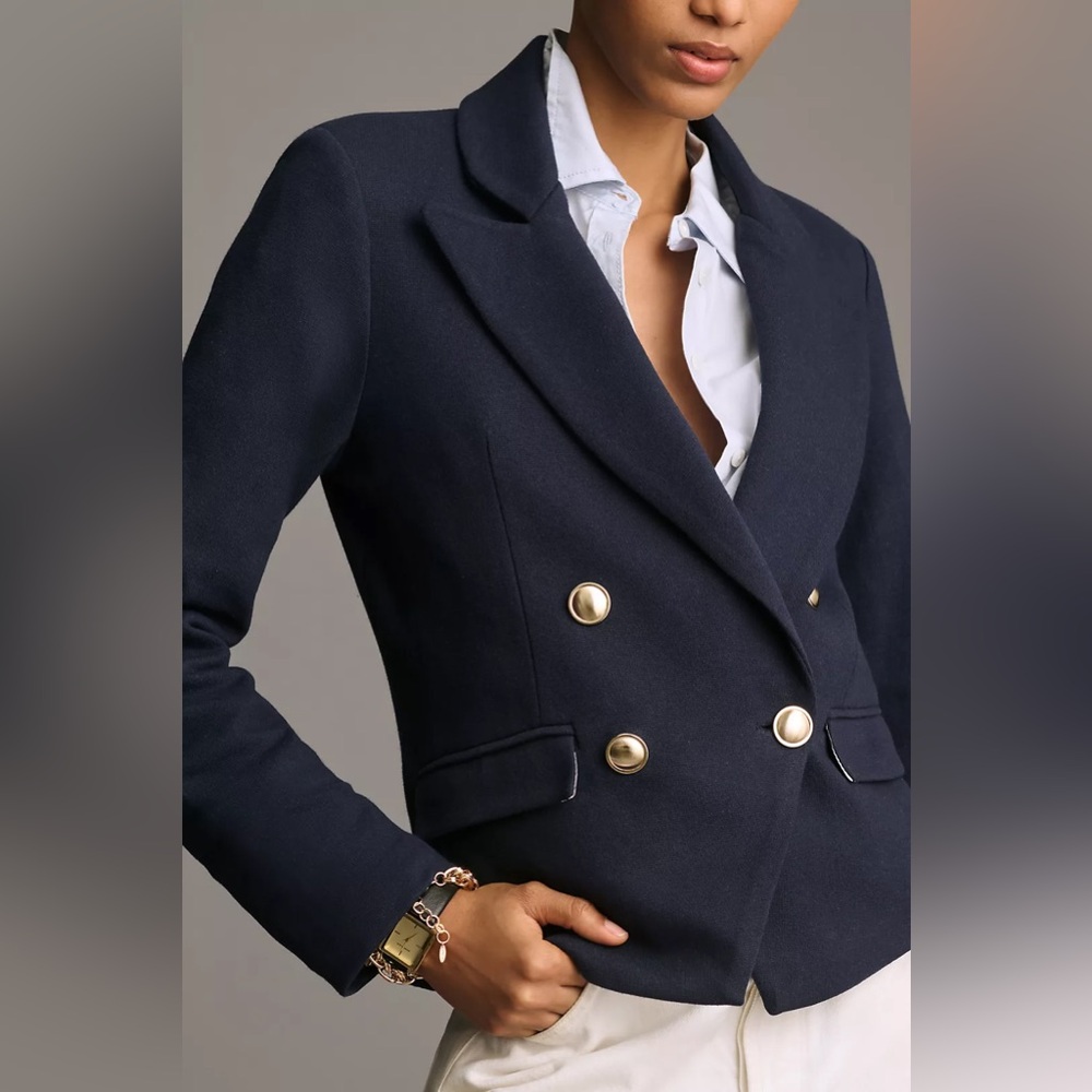Anthropologie Midnight Blazer with Brass Accents